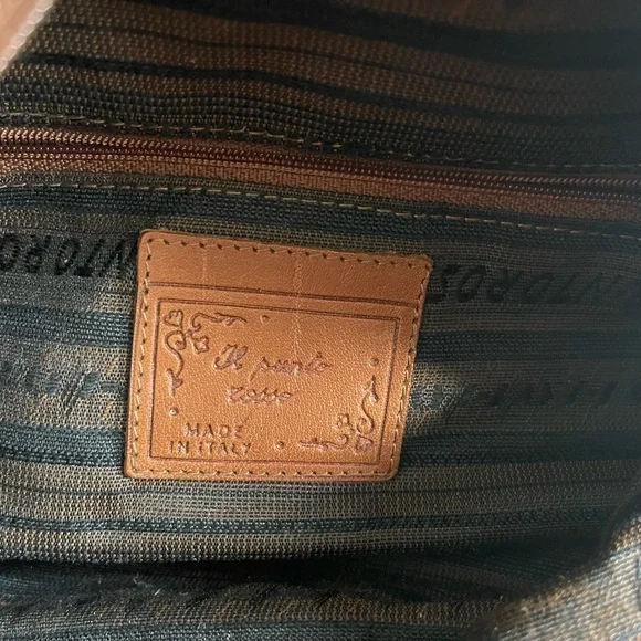 IL Punto Rossi Suede Leather Circle Round Handbag Purse Brown - Picture 5 of 10